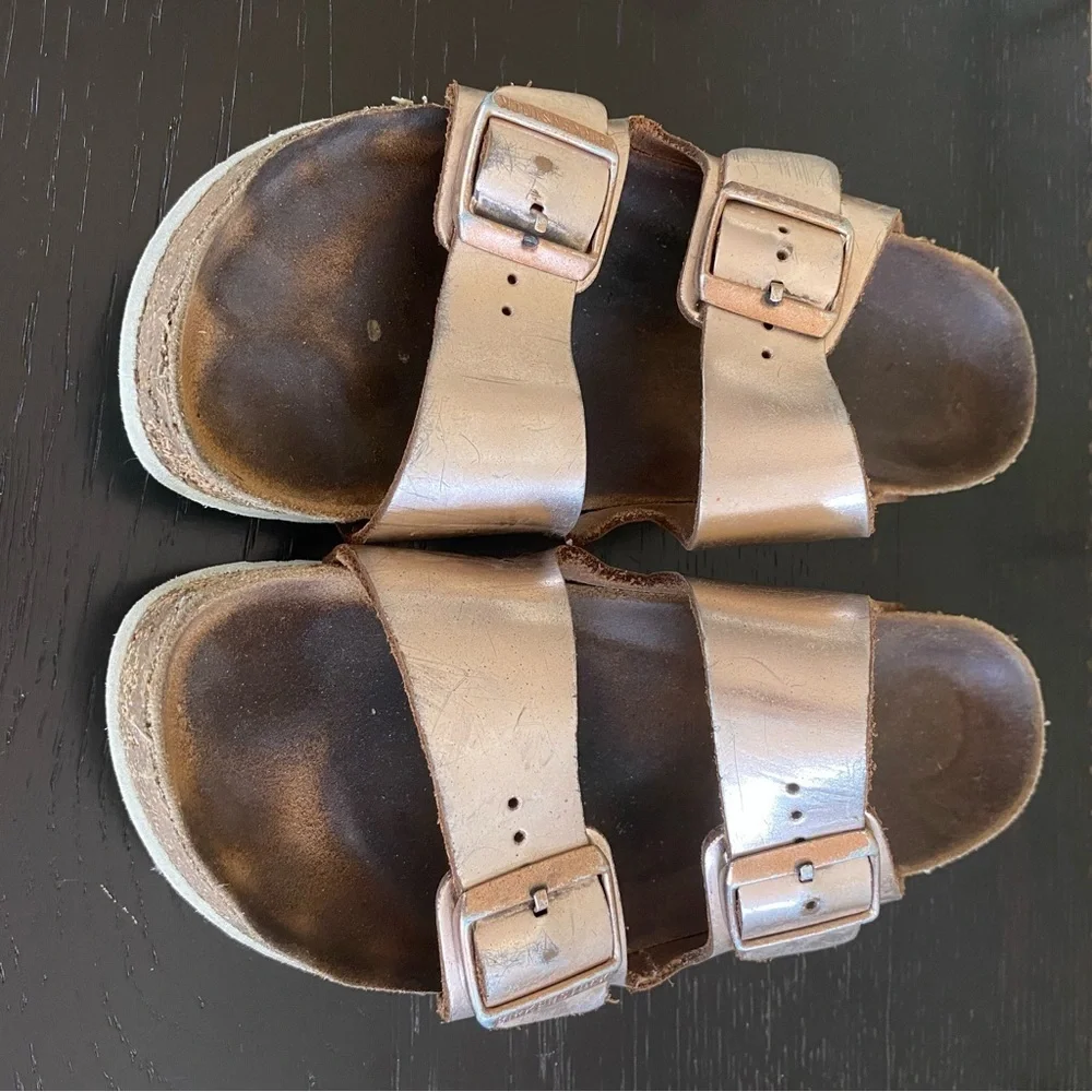 BIRKENSTOCK Arizona Sandals Rose Gold Copper Leather Women’s US 8 EU 39 Comfort